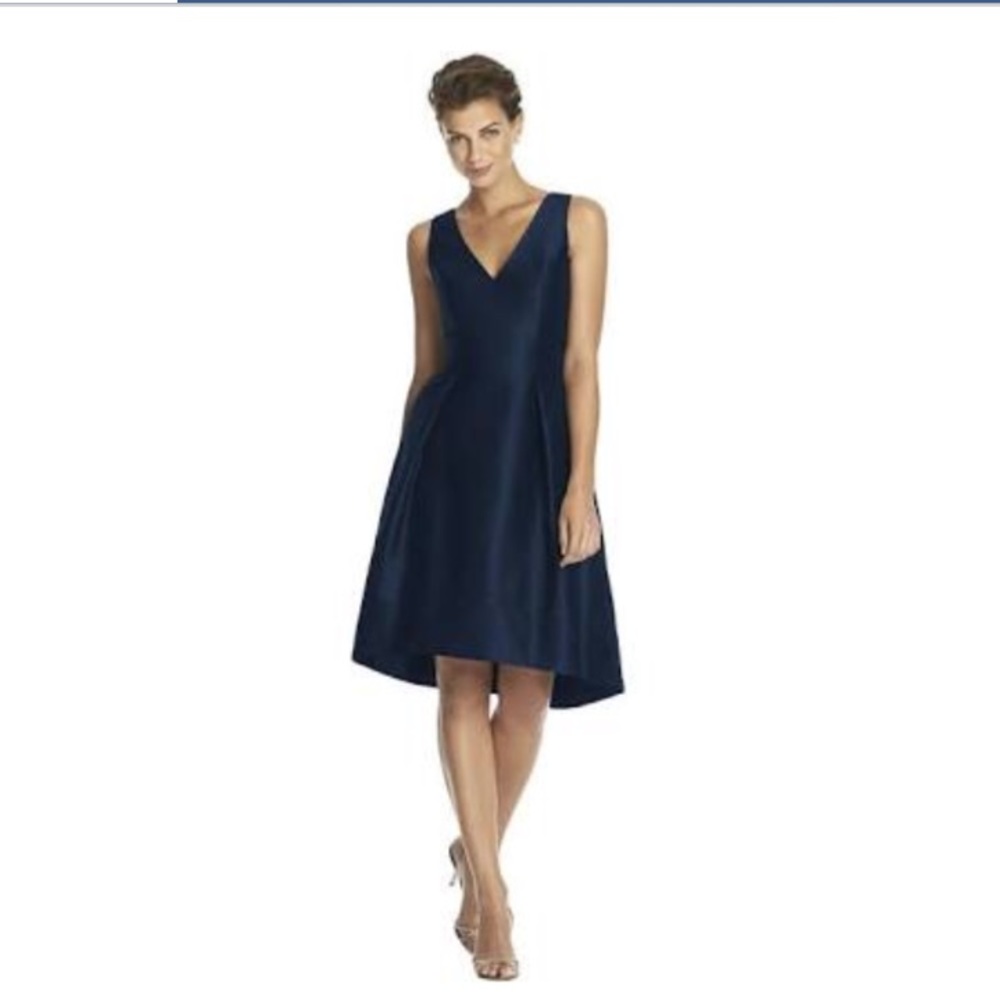 Alfred Sung High-Low Dupioni Cocktail Dress